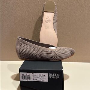 Eileen Fisher Taupe Suede Wedge Ballet Flats
